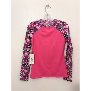 Maaji Diver Rashguard Medium Pink Floral Surf Paddle Swim
